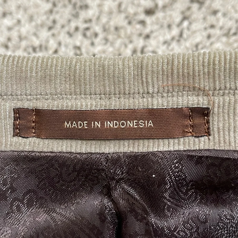 Tasso Elba Corduroy Safari Sport Coat Blazer Men 42R Tan Brown Elbow Patch Coat